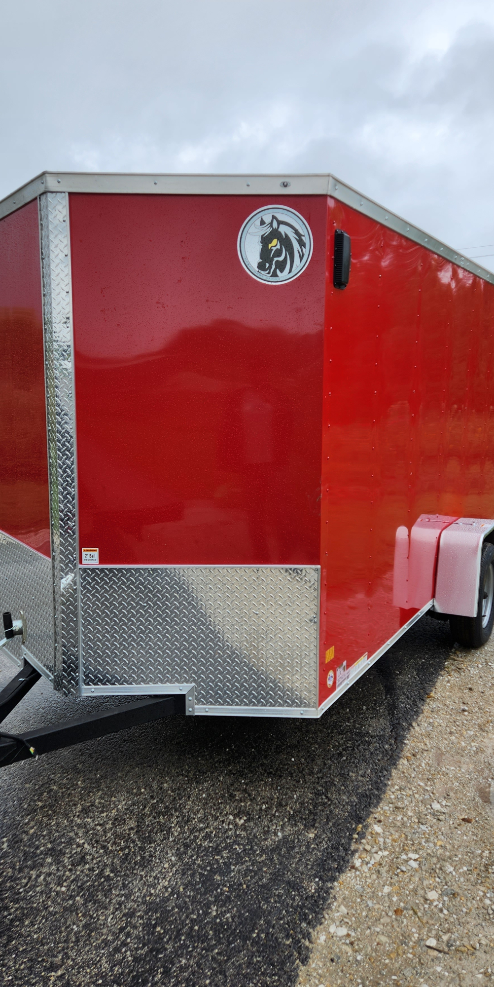 2023 DarkHorse 6X12 Wedge Nose Single Axle Steel Cargo Trailer with Ramp Door, 6" extra Height- 1500 Series - Red